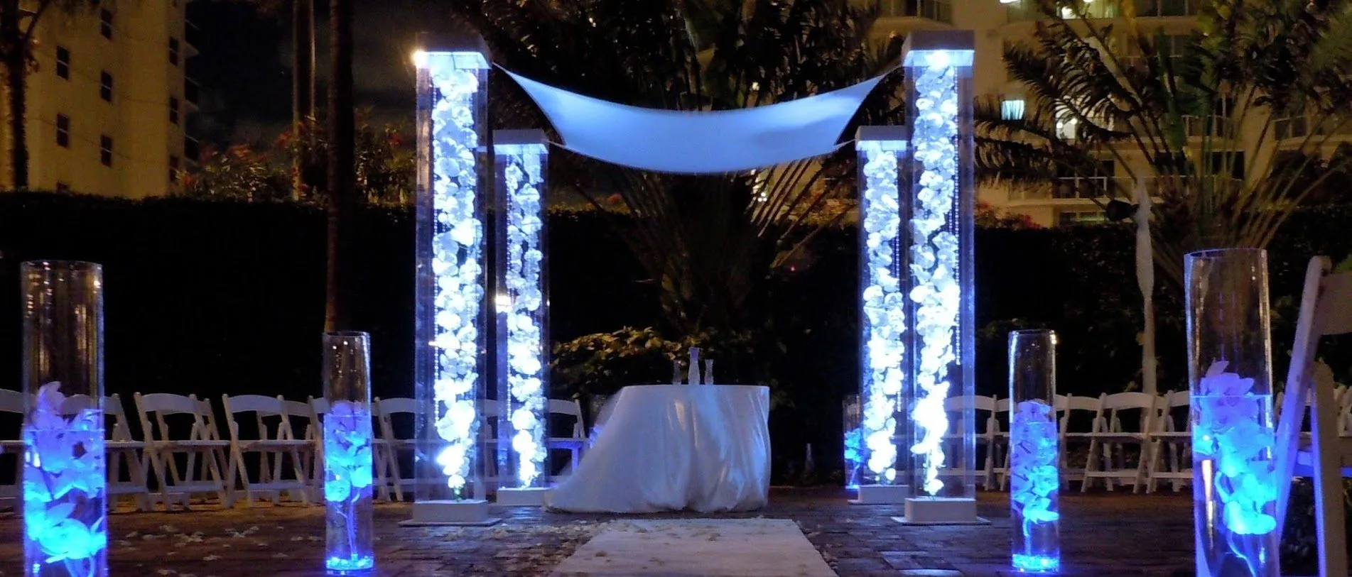 Acrylic wedding chuppah gems lights