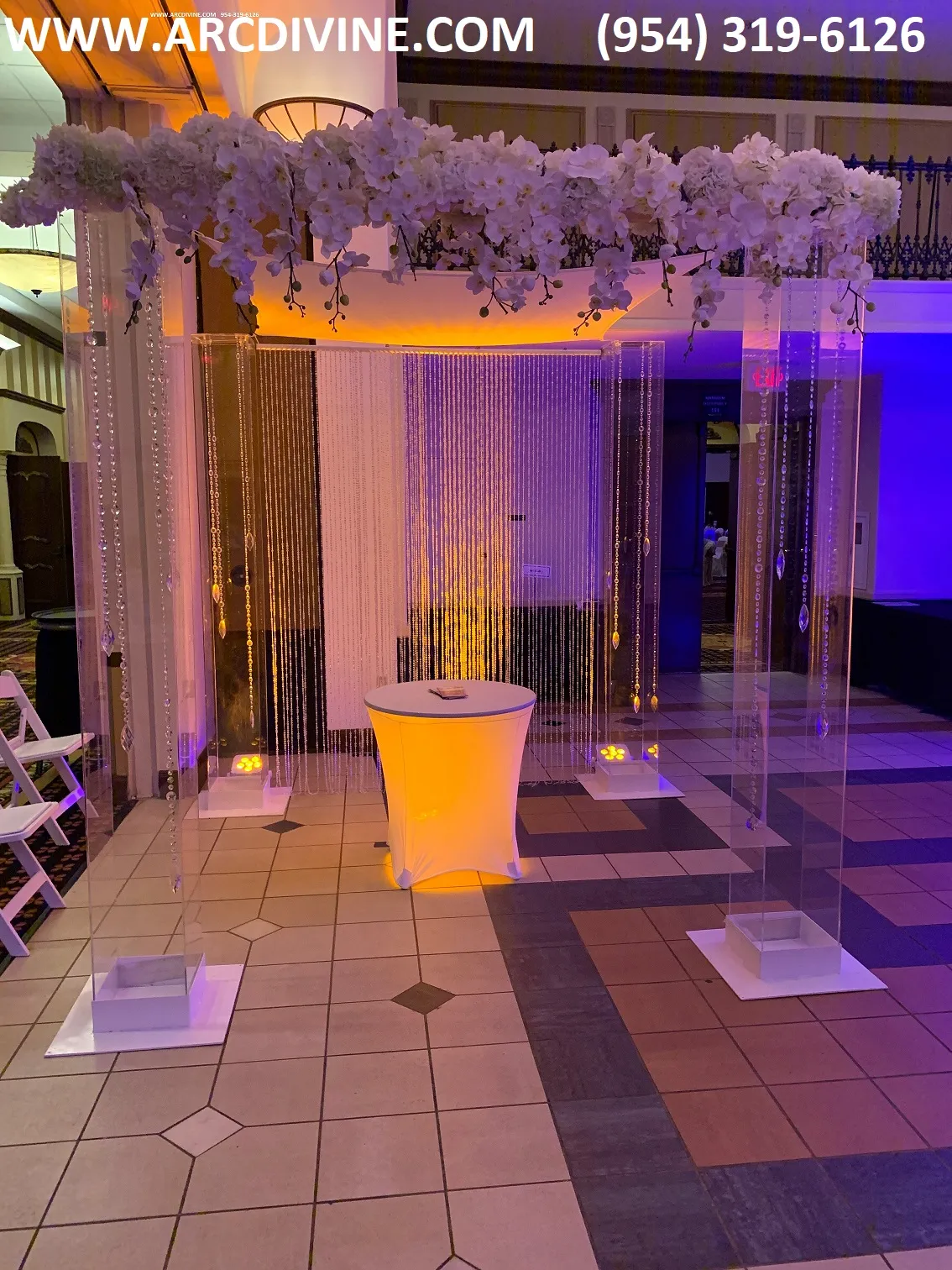 Acrylic wedding chuppah gems lights
