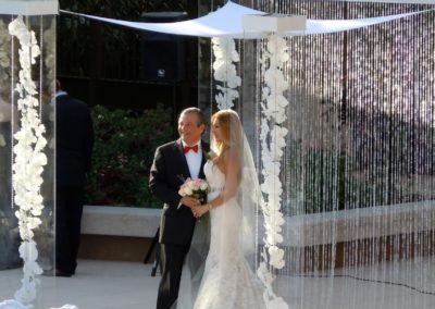 Acrylic Wedding Chuppah Canopy with Orchids, Gem Strings & Gem Backdrop