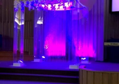 Acrylic Chuppah Lights Flower bar Gems and Gem Curtain Church Lake Worth