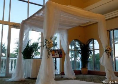 Classic Wedding Canopy Chuppah Mandap Arch Rental at Grove Isle in Coconut Grove South Beach Miami West Palm Ft. Lauderdale Boca Raton