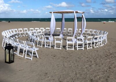 Chairs Ft Lauderdale Beach Wedding with 40 Chairs in a circle and Bamboo Chuppah