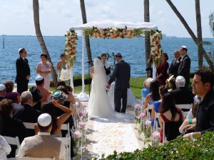 Classic Wedding Canopy Chuppah Altar Arch Rentals at Grove Isle Hotel & Spa, Miami FL