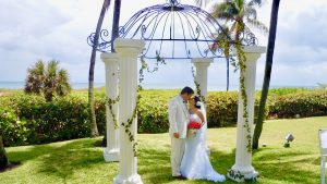 Elegant Wrough Iron Bell Pergola with Corinthian Columns Wedding Canopy Chuppah Arch Rentals at the Sea Watch Rertraunt, Ft. Lauderdale FL