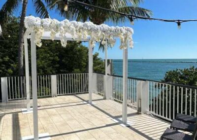 White Wood Mandap and Faux Flower bar Smith and Wollensky Miami Beach
